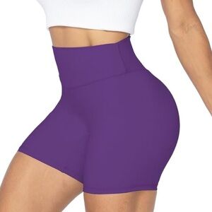 Women’s Sunzel 5 Inch No Front Seam Purple Workout Shorts- medium
